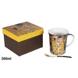 Pohár Klimt bögre porcelán kanállal díszcsomagolásban A Csók black