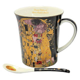 Pohár Klimt bögre porcelán kanállal díszcsomagolásban A Csók black