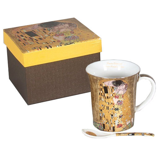 Pohár Klimt porcelán bögre porcelán kanállal 300 ml A Csók