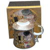 Bögre, csésze Klimt porcelán bögre tetővel és fémszűrővel 300 ml A Csók