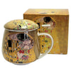Bögre, csésze Klimt porcelán bögre tetővel és fémszűrővel 450 ml A Csók