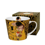 Bögre, csésze Klimt porcelán nagy bögre díszdobozban A Csók barna 610 ml