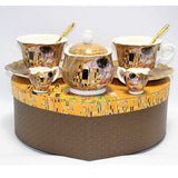 Tányér, étkészlet Klimt porcelán teás készlet 2 személyes A csók
