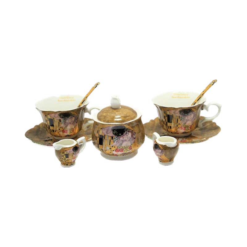 Tányér, étkészlet Klimt porcelán teás készlet 2 személyes A csók