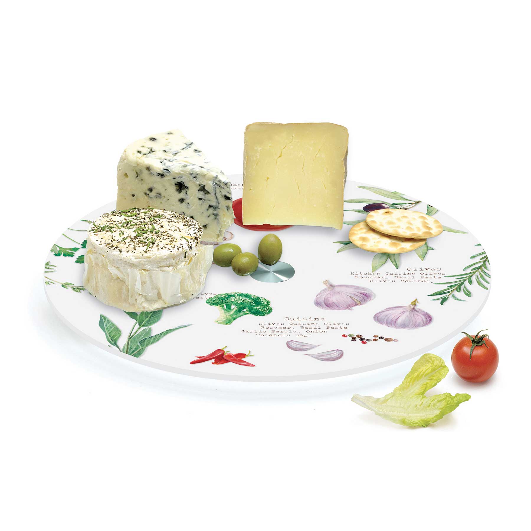 Sajtvágó Mediterrán forgó üveg kínáló tál Home & Kitchen