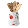 Fakanáltartó Mediterrán porcelán álló fakanáltartó 5db bambusz kanállal Home & Kitchen
