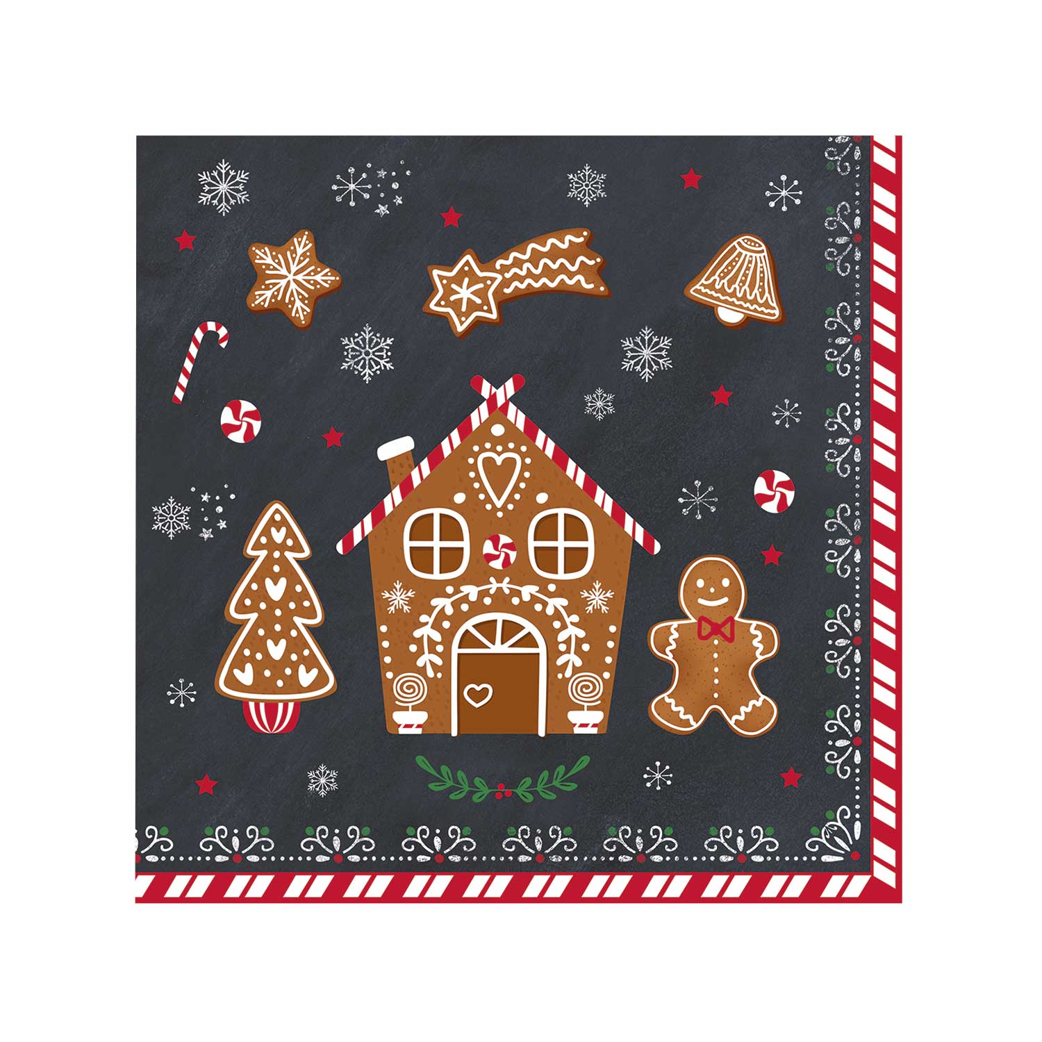 Szalvéta Mézeskalács karácsonyi papírszalvéta 33x33 cm - Gingerbread