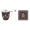 Bögre, csésze Mézeskalács karácsonyi porcelán bögre szett kanállal, parafa poháralátéttel díszdobozban, 350 ml - Gingerbread