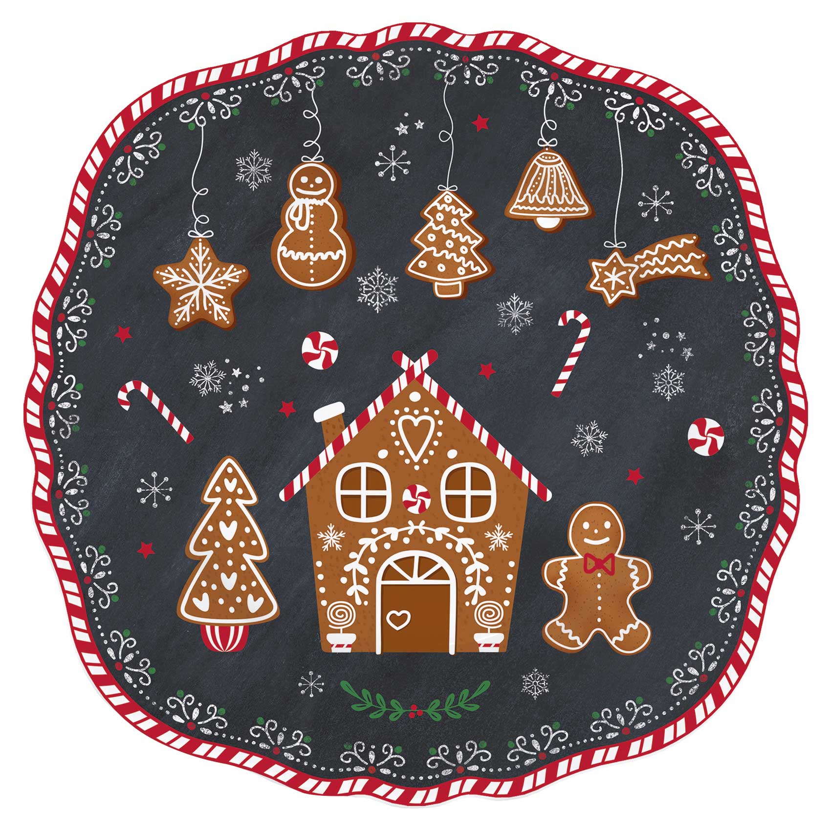 Tányér, étkészlet Mézeskalács karácsonyi porcelán desszertes tányér díszdobozban, 20 cm - Gingerbread