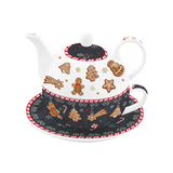 Teáskanna Mézeskalács karácsonyi porcelán egyszemélyes teás szett, 0,35 l és 0,35 l, díszdobozban - Gingerbread