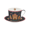 Bögre, csésze Mézeskalács karácsonyi porcelán reggeliző csésze+alj szett díszdobozban, 400 ml - Gingerbread