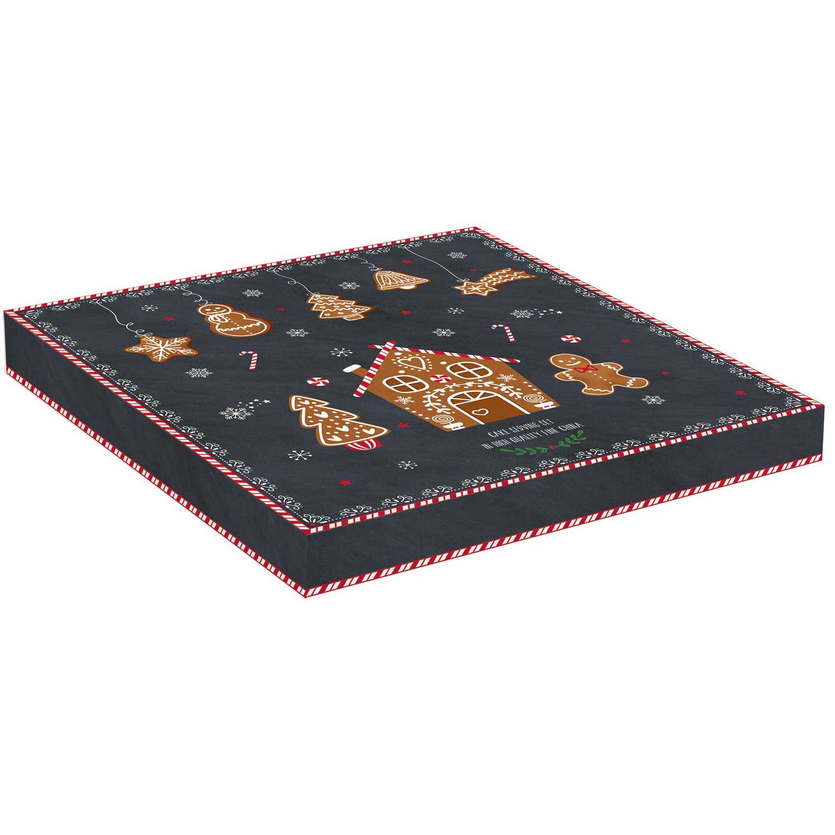Tortatál Mézeskalács karácsonyi porcelán tortatál lapáttal díszdobozban, 32 cm - Gingerbread