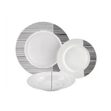 Tányér, étkészlet Modern porcelán étkészlet 18 részesfehér fekete
