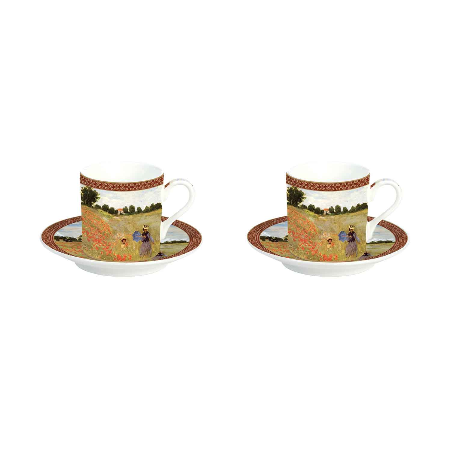 Bögre, csésze Monet Porcelán eszpresszó csésze 2 személyes Pipacsmező