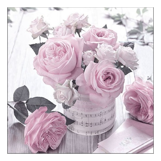 Szalvéta Music Roses Vintage esküvői papírszalvéta 33x33 cm 20 db-os