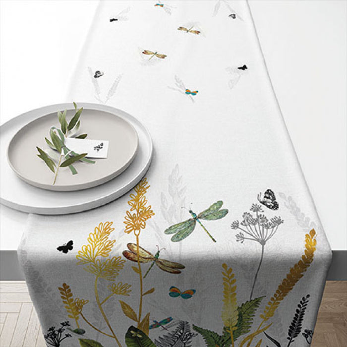 Asztali futó Pamut asztali futó 40x150 cm Ornamental Flowers White