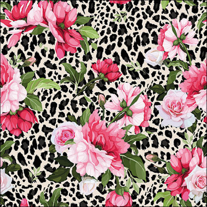 Szalvéta Papírszalvéta 33x33 cm 20 db-os Roses on Leopard Print