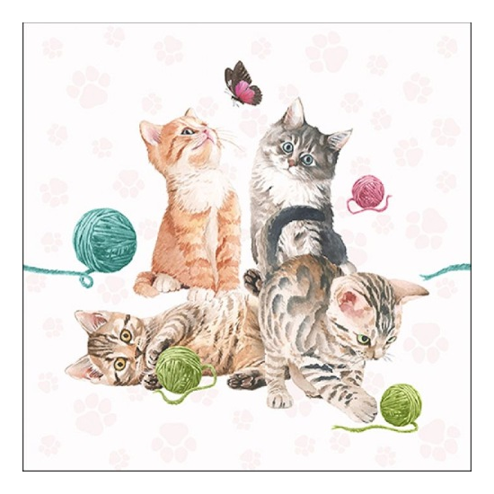 Szalvéta Playing Kitten cicás papírszalvéta 33x33 cm 20 db-os