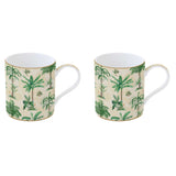 Bögre, csésze alj Porcelán 2 személyes pálmafás bögre szett Oasis