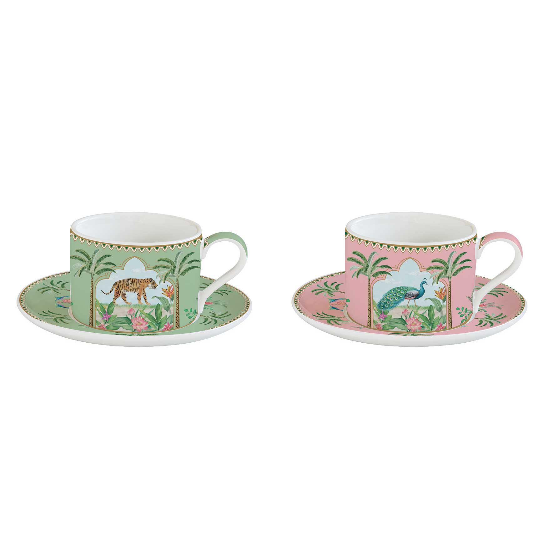 Bögre, csésze alj Porcelán 2 személyes teás csésze szett Paradise Sauvage