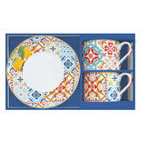 Bögre, csésze alj Porcelán 2 személyes teás csésze szett Siracusa