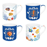 Bögre, csésze Porcelán 4 db mediterrán kávés bögre szett Aquarium