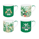 Bögre, csésze Porcelán 4 db trópusi mintás kávés bögre szett Exotic Heaven