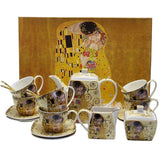 Bögre, csésze Porcelán 6 személyes 15 részes teás csésze készlet Klimt