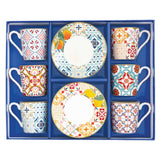 Bögre, csésze Porcelán 6 személyes mediterrán eszpresszó kávés csésze szett Siracusa
