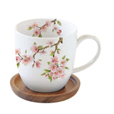 Bögre, csésze Porcelán bögre akácfa alátéttel - Sakura