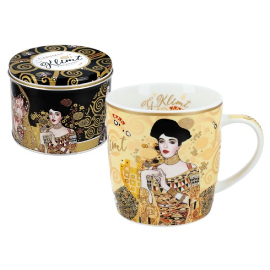 Bögre, csésze Porcelán bögre fémdobozban, 450 ml - Klimt: Adele