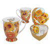 Bögre, csésze Porcelán bögre van Gogh Napraforgók szív alakú dobozban