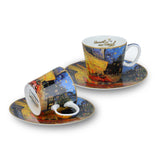 Bögre, csésze Porcelán csésze aljjal 2 személyes díszdobozban Van Gogh: Kávéház éjjel