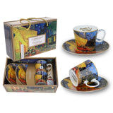 Bögre, csésze Porcelán csésze aljjal 2 személyes díszdobozban Van Gogh: Kávéház éjjel
