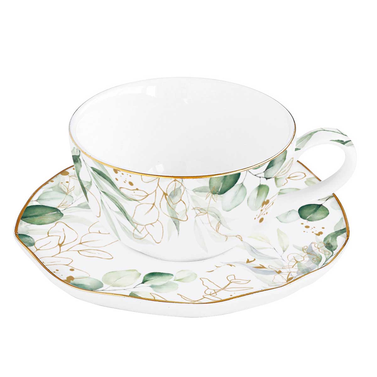 Bögre, csésze Porcelán eszpresszó kávés csésze aljjal Botanique