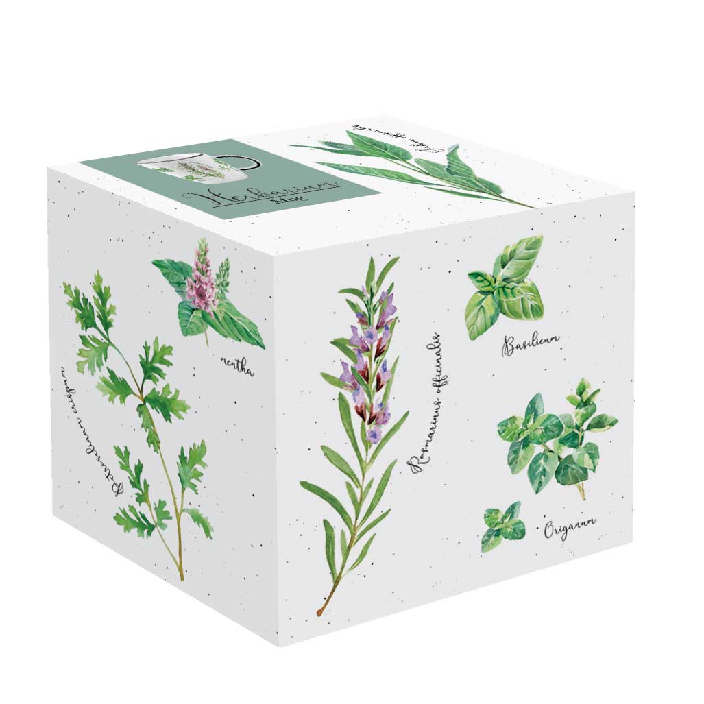 Bögre, csésze Porcelán fűszernövényes bögre Herbarium