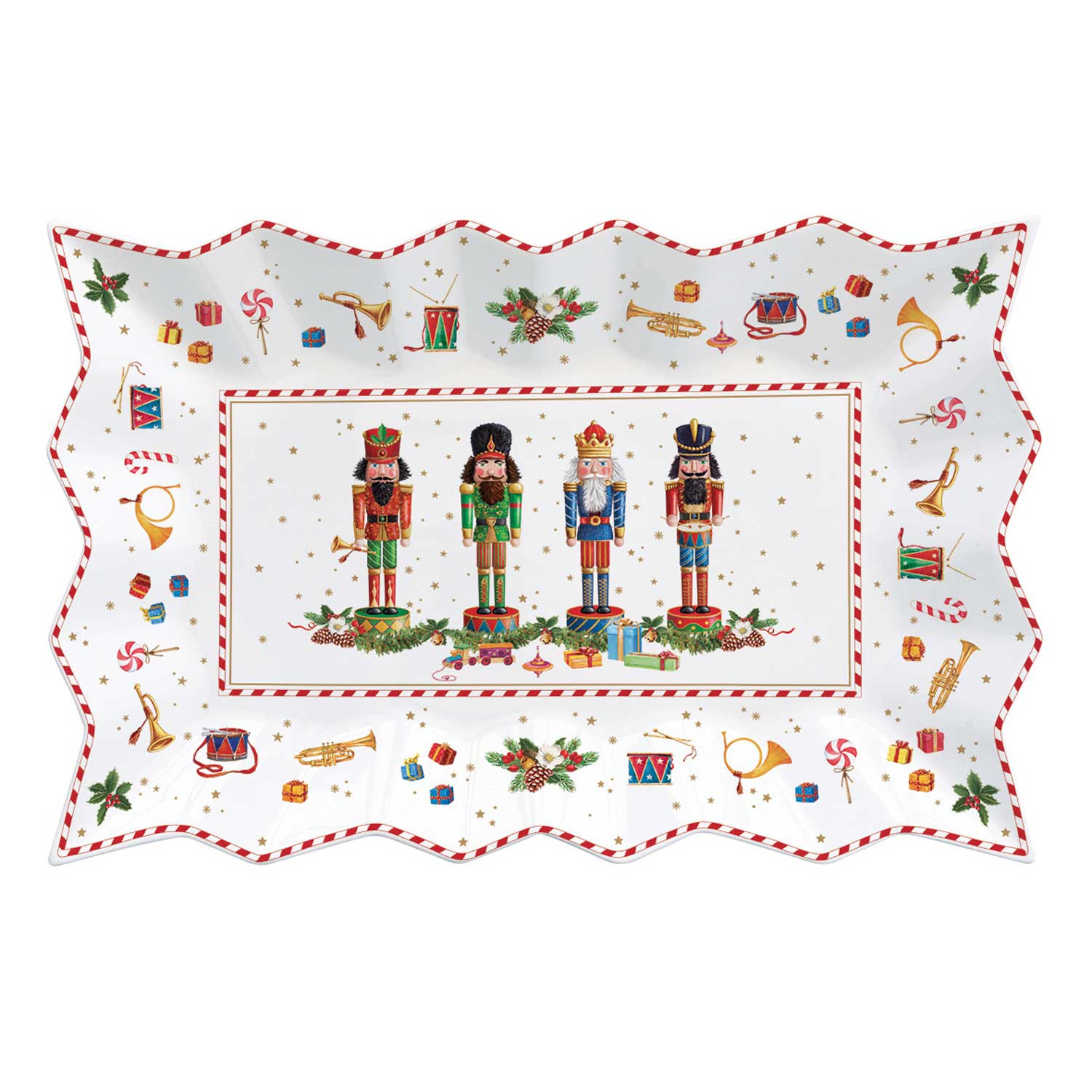 Tál Porcelán karácsonyi diótörő kínáló tálca Vintage Nutcracker