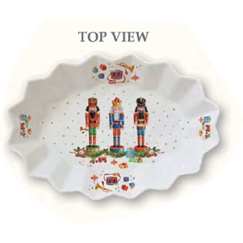 Tál Porcelán karácsonyi diótörő ovális tálca Vintage Nutcracker