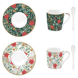 Bögre Porcelán karácsonyi eszpresszó kávés csésze kanállal két személyes Coffee Mania Christmas Joy