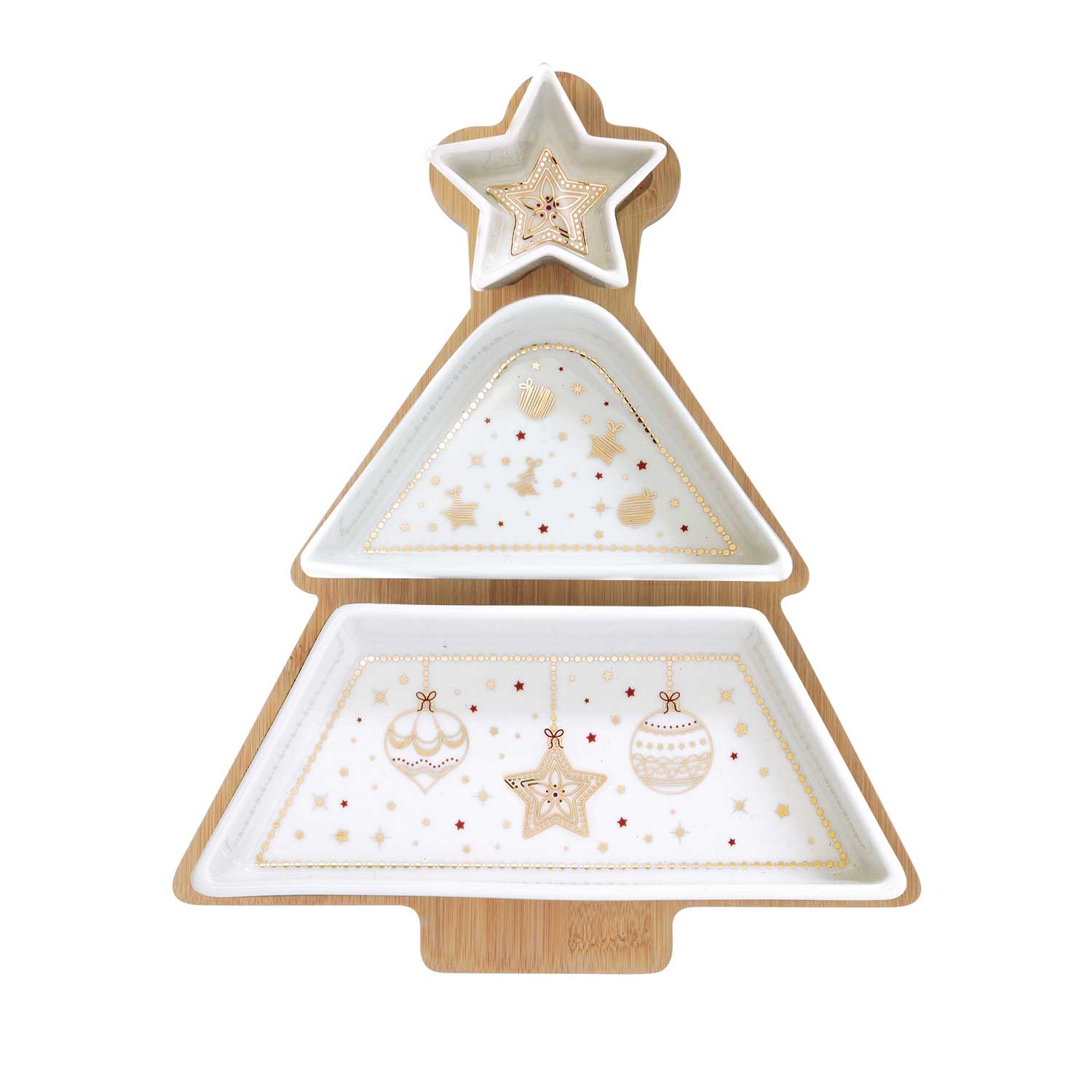 Tálca Porcelán karácsonyi fenyőfa tál szett 3 db Christmas Lights