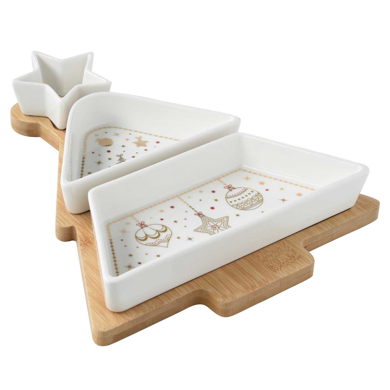 Tálca Porcelán karácsonyi fenyőfa tál szett 3 db Christmas Lights