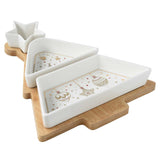 Tálca Porcelán karácsonyi fenyőfa tál szett 3 db Christmas Lights