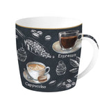 Bögre, csésze Porcelán kávés bögre fémdobozban Barista