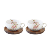 Bögre, csésze Porcelán kávéscsésze akácfa aljjal 2 személyes szett - Sakura