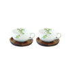 Bögre, csésze Porcelán kávéscsésze szett akácfa aljjal 100 ml díszdobozban - Natura