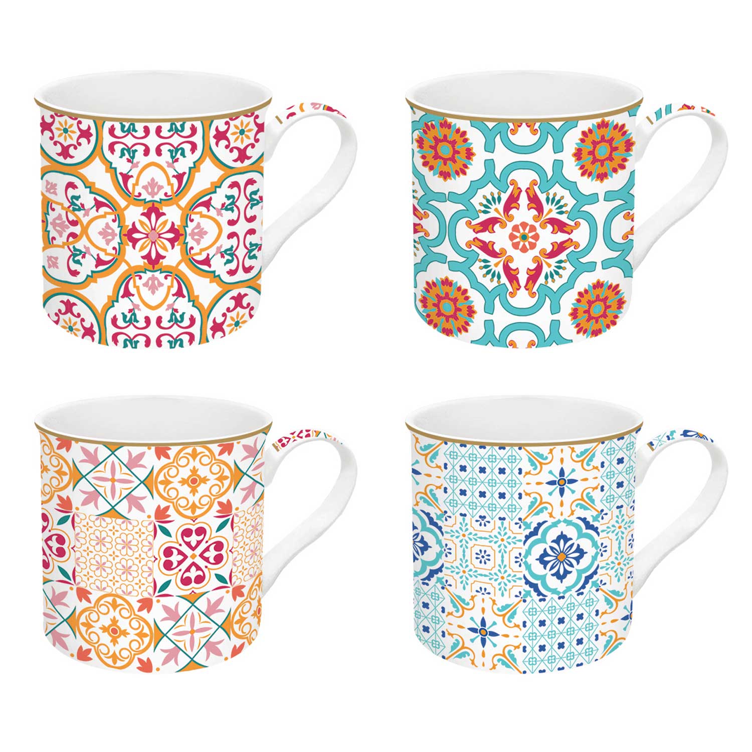 Bögre, csésze alj Porcelán mediterrán bögre 4 db szett Siracusa