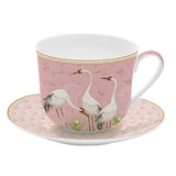 Bögre, csésze Porcelán nagy teás csésze aljjal díszdobozban Dancing Herons