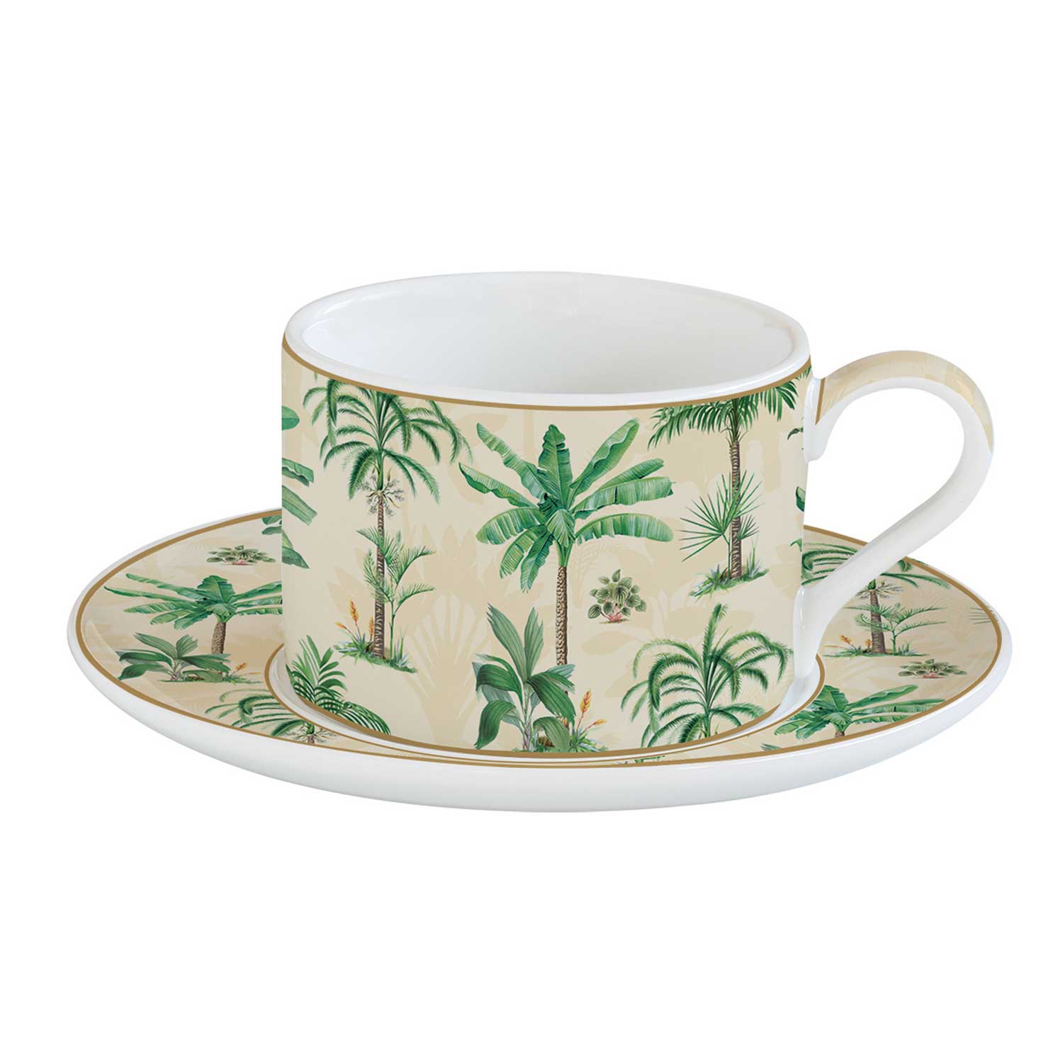 Bögre, csésze alj Porcelán pálmafás teás csésze aljjal 240 ml Oasis
