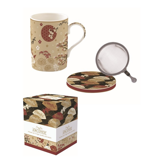 Bögre, csésze Porcelán teás bögre szűrővel Coffee Mania Kimono