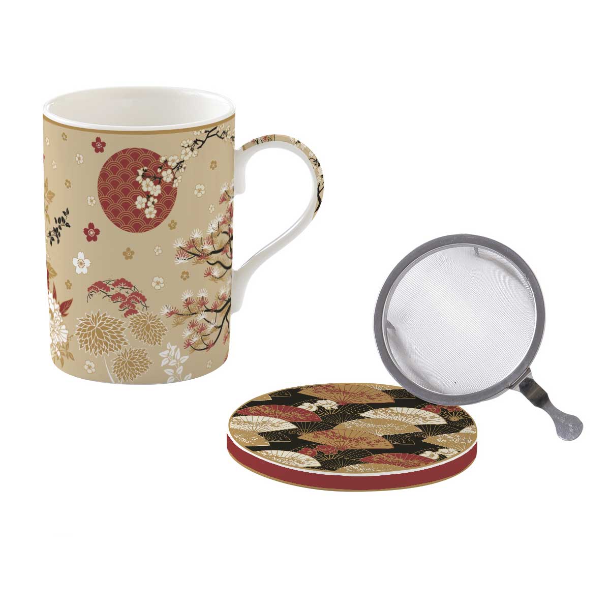 Bögre, csésze Porcelán teás bögre szűrővel Coffee Mania Kimono